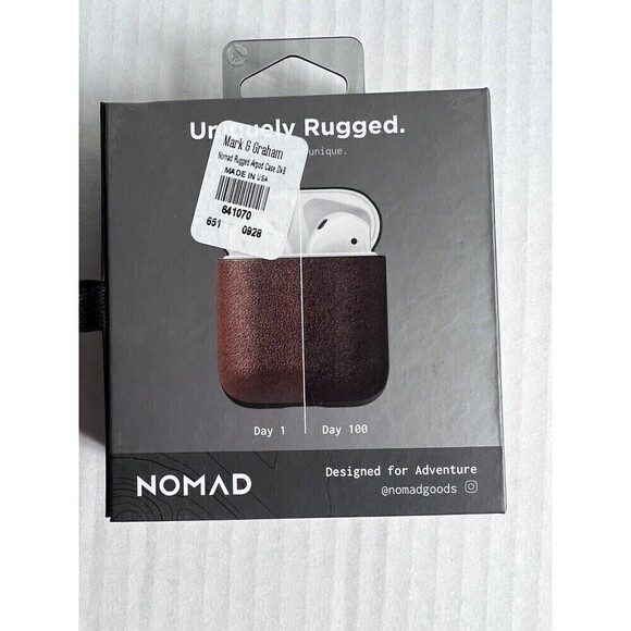 Nomad Apple Airpods Case - Dark Brown Leather NIB Monogrammed JM - Picture 2 of 5